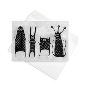 Carte d'anniversaire monstre kawaii, faire-parts extraterrestre fantaisiste, gothique étrange, cadeau de pendaison de crémaillère mignon, cadeaux de printemps originaux gothiques