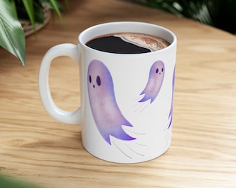 11oz COFFEE MUG Pastel Ghost Dark Academia Folk Art Weird Birthday Gifts Spooky Gothic Creepy Cute Kawaii Ghost Goth Punk Emo Ghost Witchy