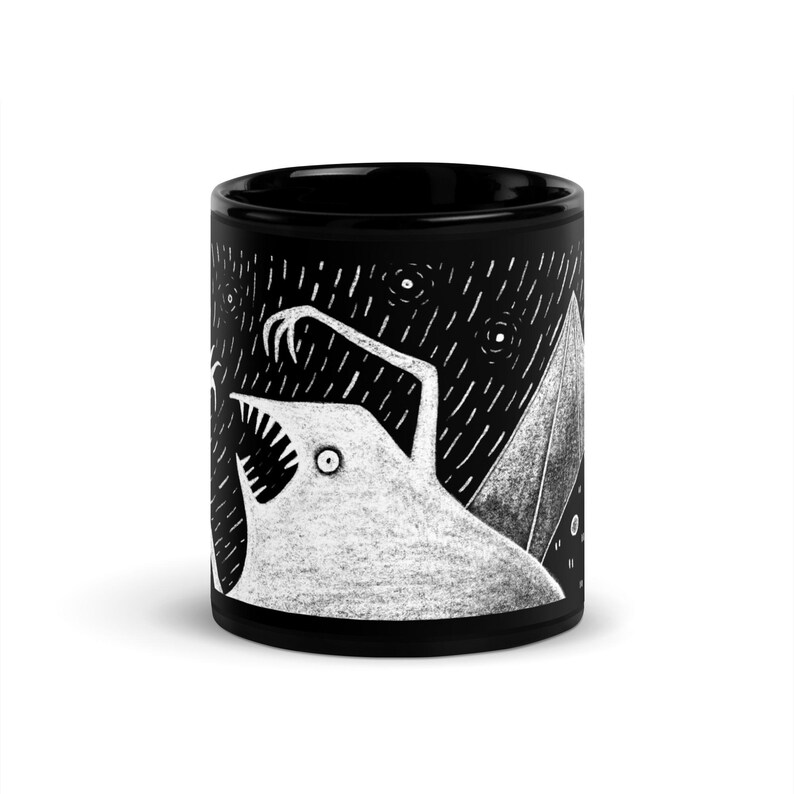 11oz BLACK COFFEE MUG Moon Monster Night Landscape Gothic Birthday Housewarming Gift Goth Emo Weird Funny Quirky Whimsical Creepy Cute