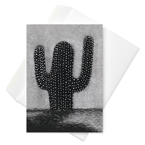 CARTE DE VOEUX Cactus noir Art gothique du désert, cadeau botanique, western sombre, étrange, insolite, plante gothique, pendaison de crémaillère, cartes gothiques uniques