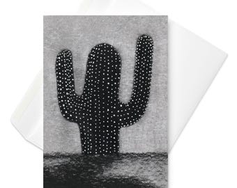 GREETING CARD Black Cactus Gothic Desert Art Botanical Gift Dark Western Weird Quirky Goth Plant Housewarming Unique Gothic Cards