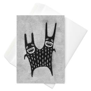 CARTE DE VOEUX Lapin monstre Lapin kawaii Invitations Art folklorique Cadeaux d'anniversaire drôles Pendaison de crémaillère Fantastique mignon gothique original trouvailles de printemps