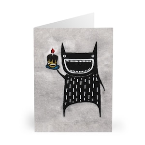5 GREETING CARDS Pack Birthday Gothic Monster Folk Art Card Whimsical Weird Stuff Creepy Cute Monsters Housewarming Birthday Gifts Quirky