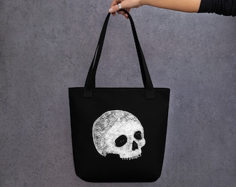 TOTE BAG Skull Human Skeleton Anatomy Bags Folk Art Gothic Birthday Gift Goth Black Reusable Shopping Bag Weird Creepy Skulls Spring Gifts