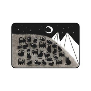 18x12&quot;Schreibtischmatte - schwarze Katze Mauspad, wunderliche Katzen Schreibtischmatte, süßes Katzendekor, Kawaii Mauspad, Geschenk für Katzenliebhaber, Büro Accessoires