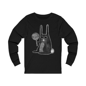 LONG SLEEVE T-SHIRT Rabbit Folk Art Birthday Housewarming Gifts Funny Rabbit Shirts Cute Weird Stuff Gothic Whimsical Quirky Candy Lollipop