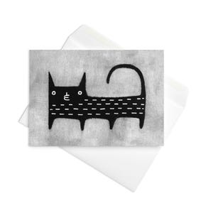 BIGLIETTO D'AUGURI Gatto Nero Kawaii Gattino Bizzarro Inviti Stravaganti Carini Gotici Inaugurazione della Casa Stregata Gotico Divertenti Biglietti di Compleanno Regalo per Amante dei Gatti