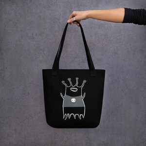 TOTE BAG Monster Skull Skeleton Bags Folk Art Gothic Birthday Gift Goth Black Sheep Reusable Shopping Bag Weird Creepy Skulls Spring Gifts