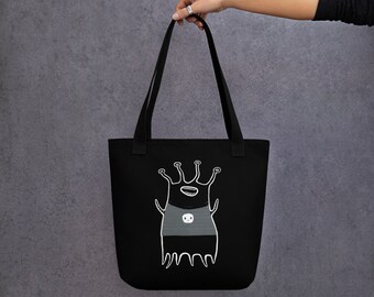 TOTE BAG Monster Skull Skeleton Bags Folk Art Gothic Birthday Gift Goth Black Sheep Reusable Shopping Bag Weird Creepy Skulls Spring Gifts