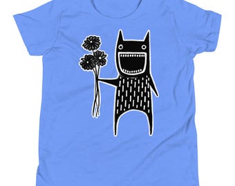 キッズTシャツ ユース 半袖Tシャツ モンスターアートプリント 誕生日プレゼント クールシャツ 子供用ギフト 風変わりな変わったもの ガーデンフラワーブーケ