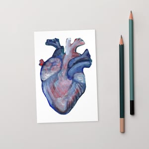 4 x 6 ART PRINT CARTE POSTALE Coeur anatomique peinture Miniature carte à collectionner Corps humain anatomie cardiologie Illustration Art populaire Printemps cadeaux