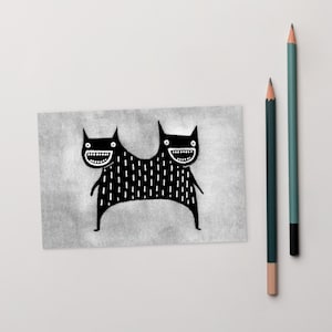 4 x 6 ART PRINT CARTE POSTALE Monstre Kawaii Folk Art Goth mignon cadeau d'anniversaire lunatique mignon étrange original extraterrestre pendaison de crémaillère drôle gothique cartes