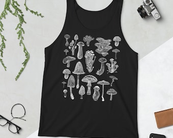 TANK TOP Mushroom Summer Tops Festival Wear Cottagecore Yoga Tank Dark Academia Folk Art Naturecore Botanical Birthday Gifts Fungi Mycology