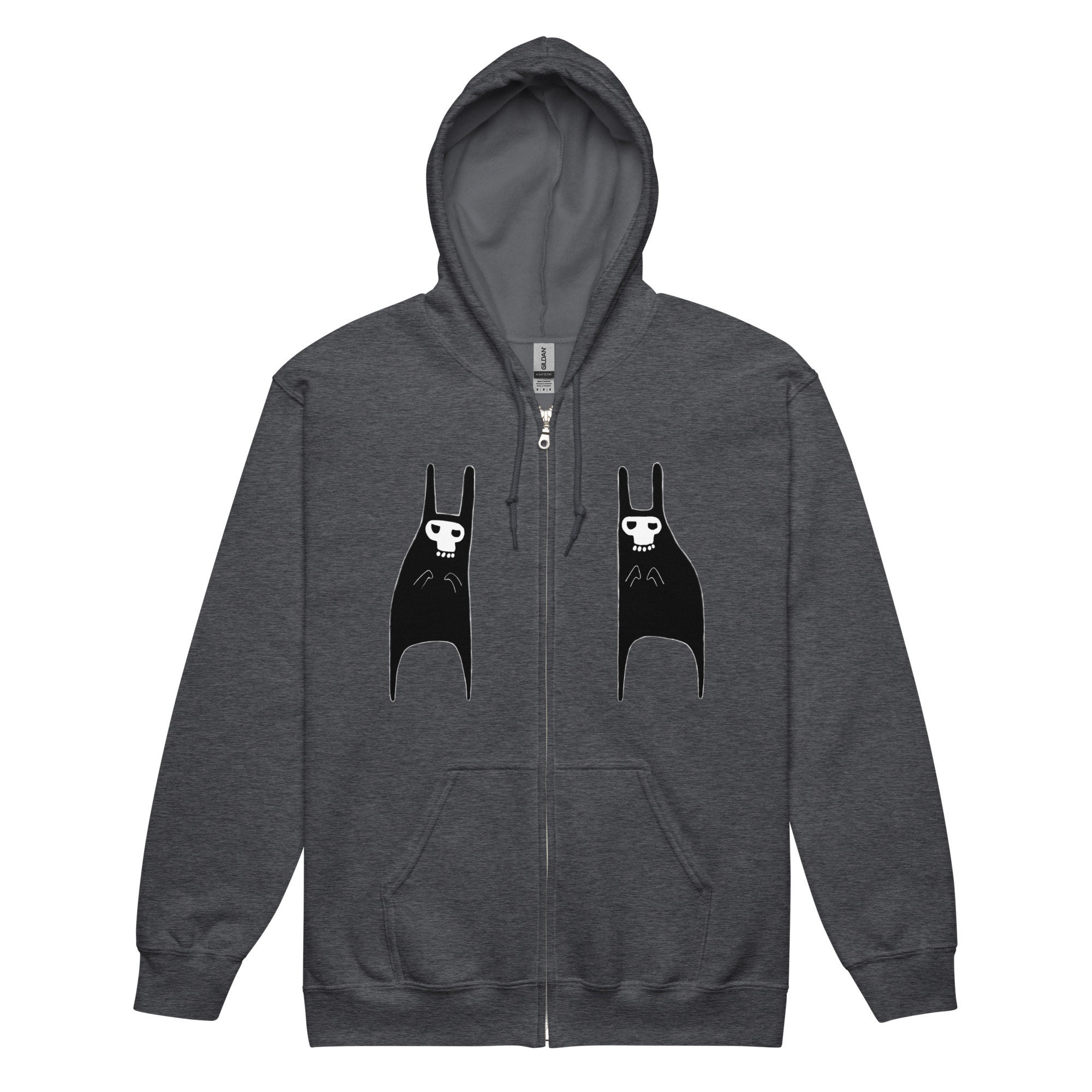 CLASSIC ZIP HOODIE Black Rabbit Skull Sweatshirt Housewarming