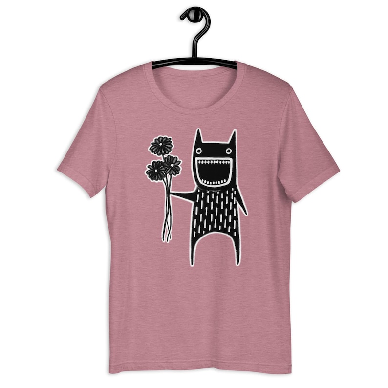 STRAIGHT CUT T-SHIRT Flower Monster Shirt Folk Art Plant Birthday Housewarming Gifts Goth Creepy Cute Funny Garden Houseplants Daisy Bouquet Heather Orchid