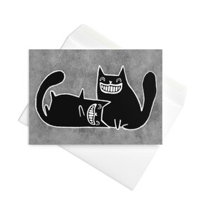 CARTÃO DE FELICITAÇÕES Gato Preto Gatinho Feliz Kawaii Peculiar Caprichoso Convites Estranhos Bonitos Góticos Inauguração de Casa Gótico Engraçado Cartão de Aniversário Presentes de Primavera