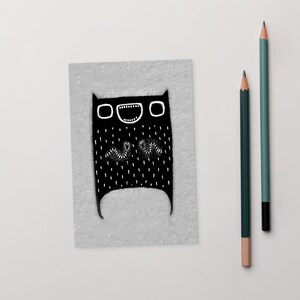 4 x 6 ART PRINT CARTE POSTALE Monstre Kawaii Folk Art Goth mignon cadeau d'anniversaire lunatique mignon étrange original extraterrestre pendaison de crémaillère drôle gothique cartes