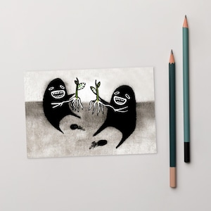 CARTÃO POSTAL ARTÍSTICO IMPRESSO 4x6, Plantas Monstro de Jardim, Kawaii, Arte Folclórica, Caprichoso, Estranho, Bonito, Presente de Inauguração de Casa, Presentes de Aniversário, Peculiares, Engraçados, Achados de Primavera
