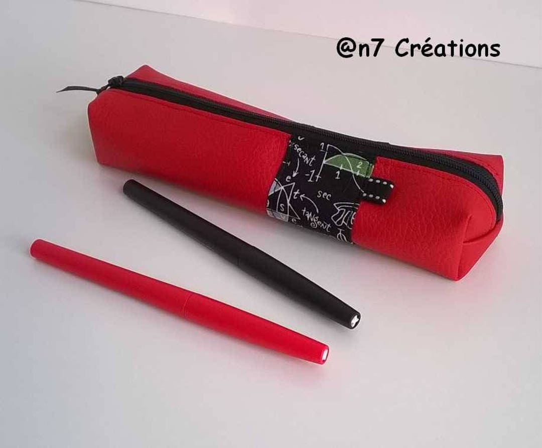 赤と黒の学校用筆箱、数学的なパターン。 - Etsy 日本