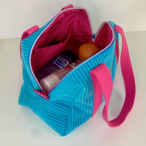 Large blue velvet toiletry bag
