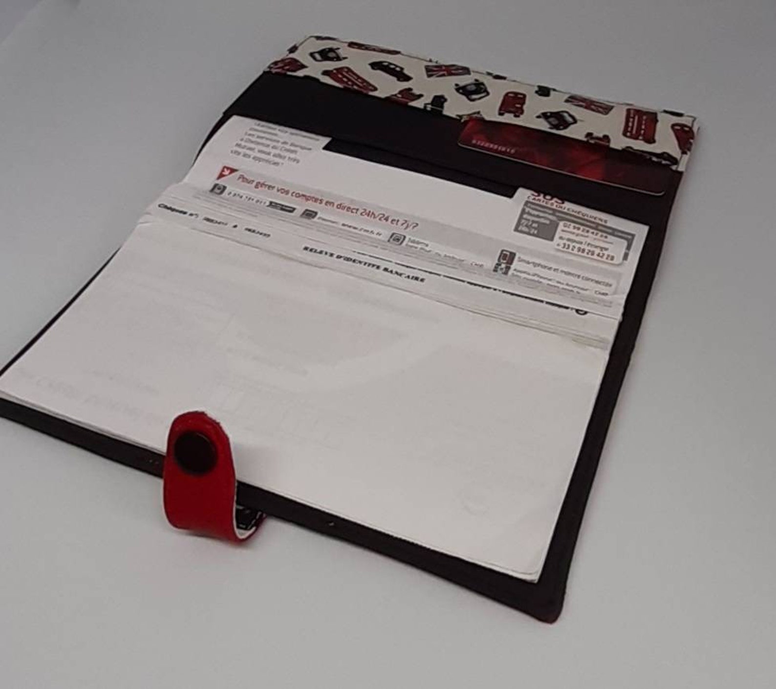 Red checkbook holder English Etsy