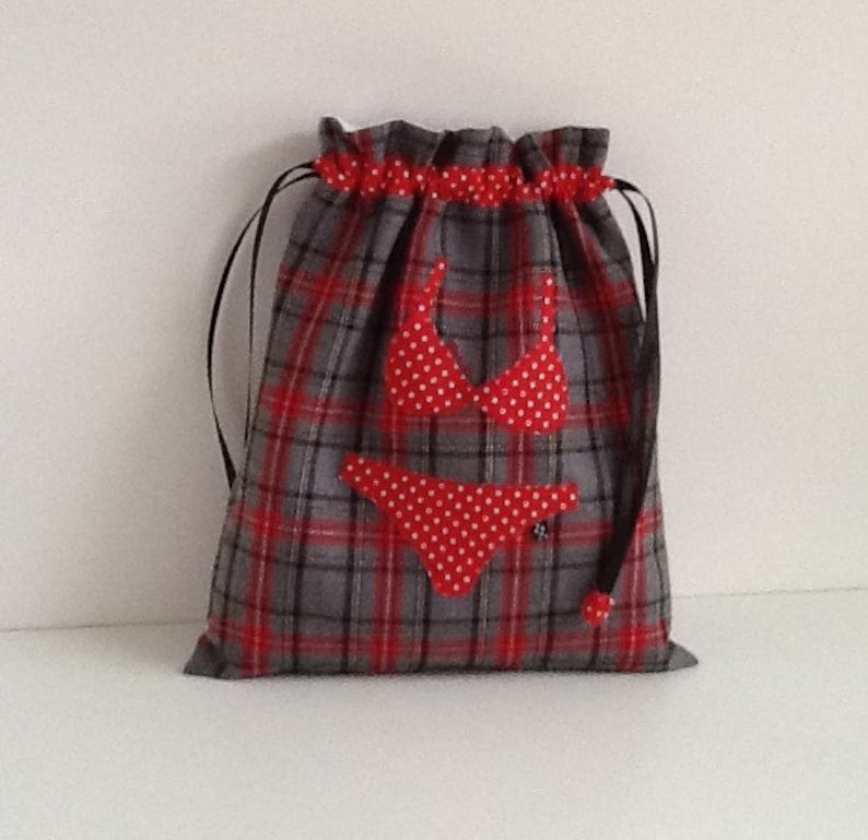 Underwear in gray and Red Plaid handbag