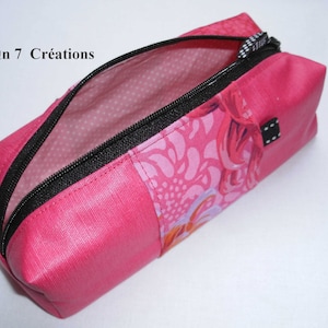 Pink coated fabric pencil case