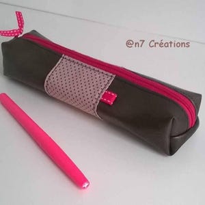 Brown and pink school pencil case.