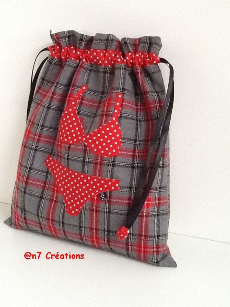 Underwear in gray and Red Plaid handbag
