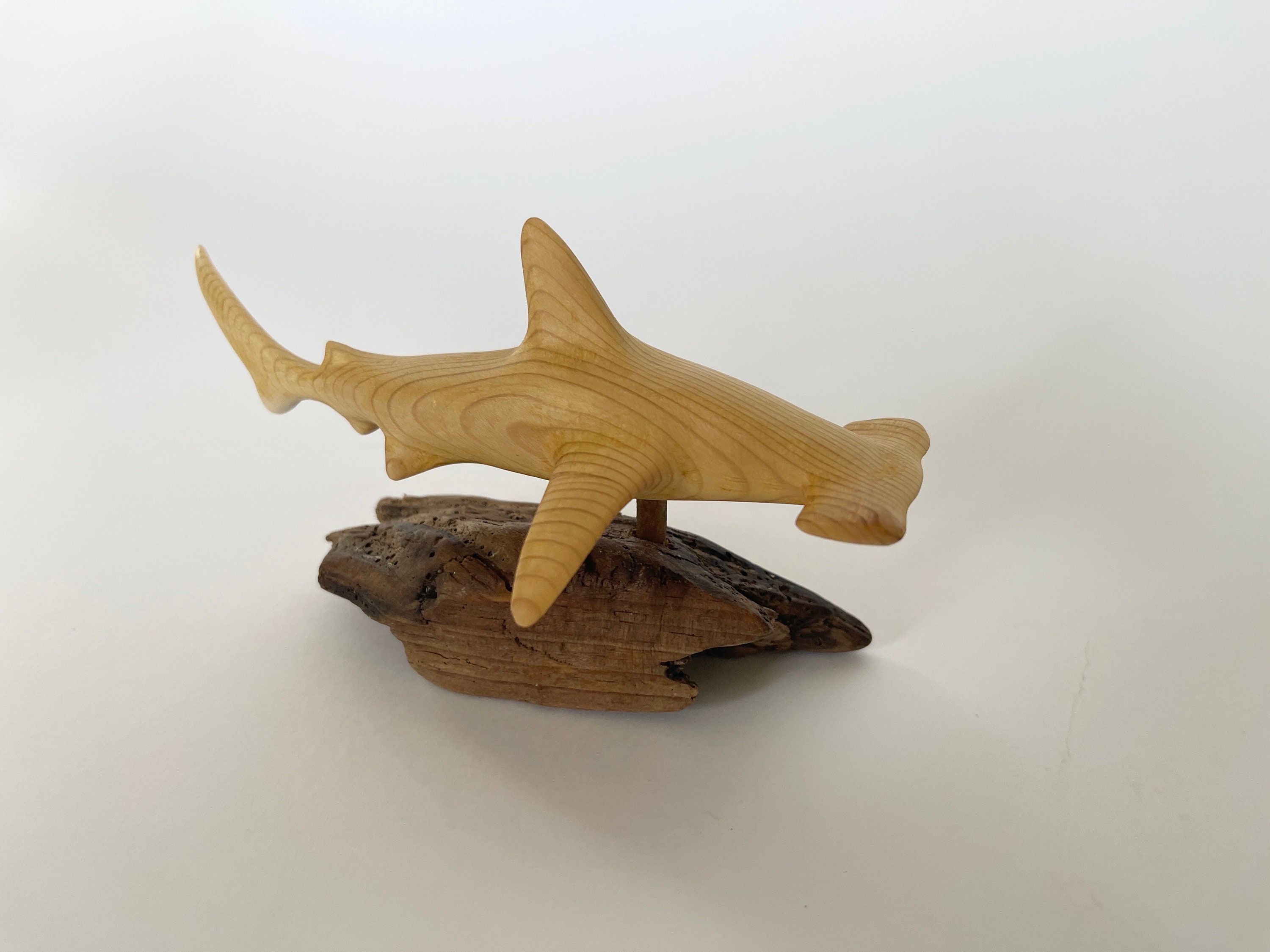 Hand-carved Original Wood (SMALL) Hammerhead Shark Coastal Art