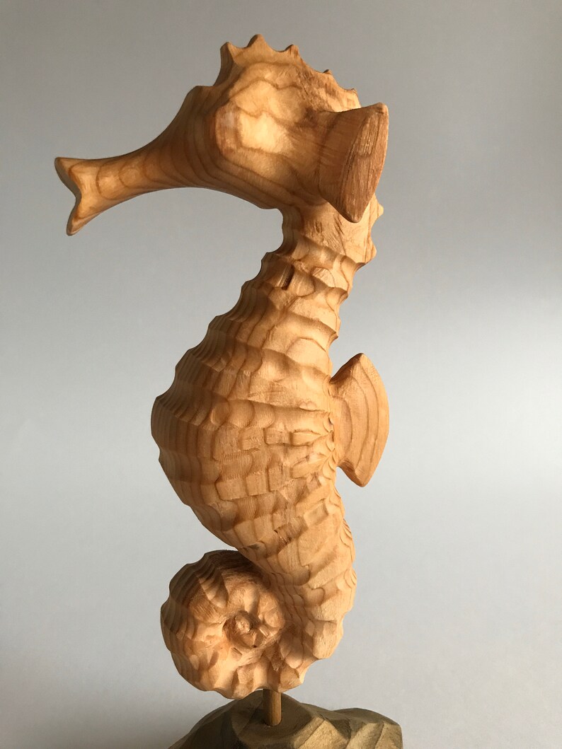 Handcarved Original Wood Seahorse Coastal Art/decor/sculpture Etsy
