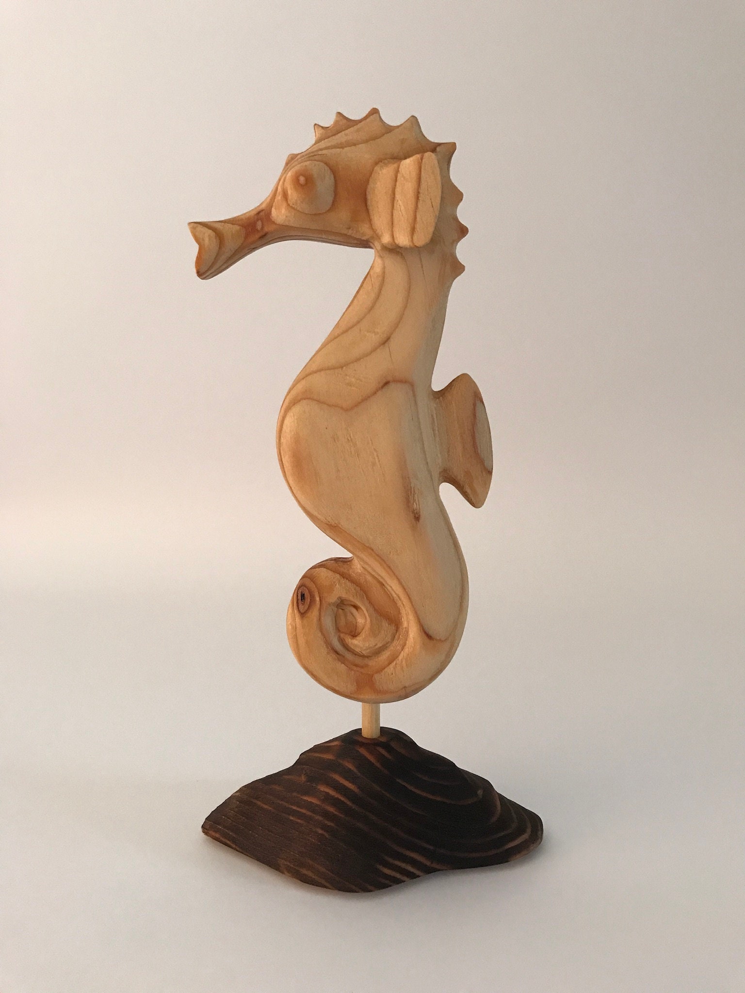 Handcarved Original Wood Seahorse coastal art/sculpture/decor Etsy