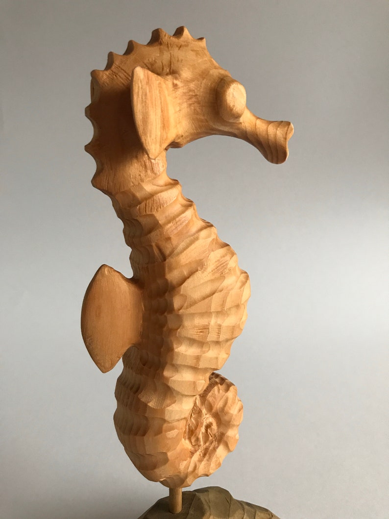 Handcarved Original Wood Seahorse Coastal Art/decor/sculpture Etsy