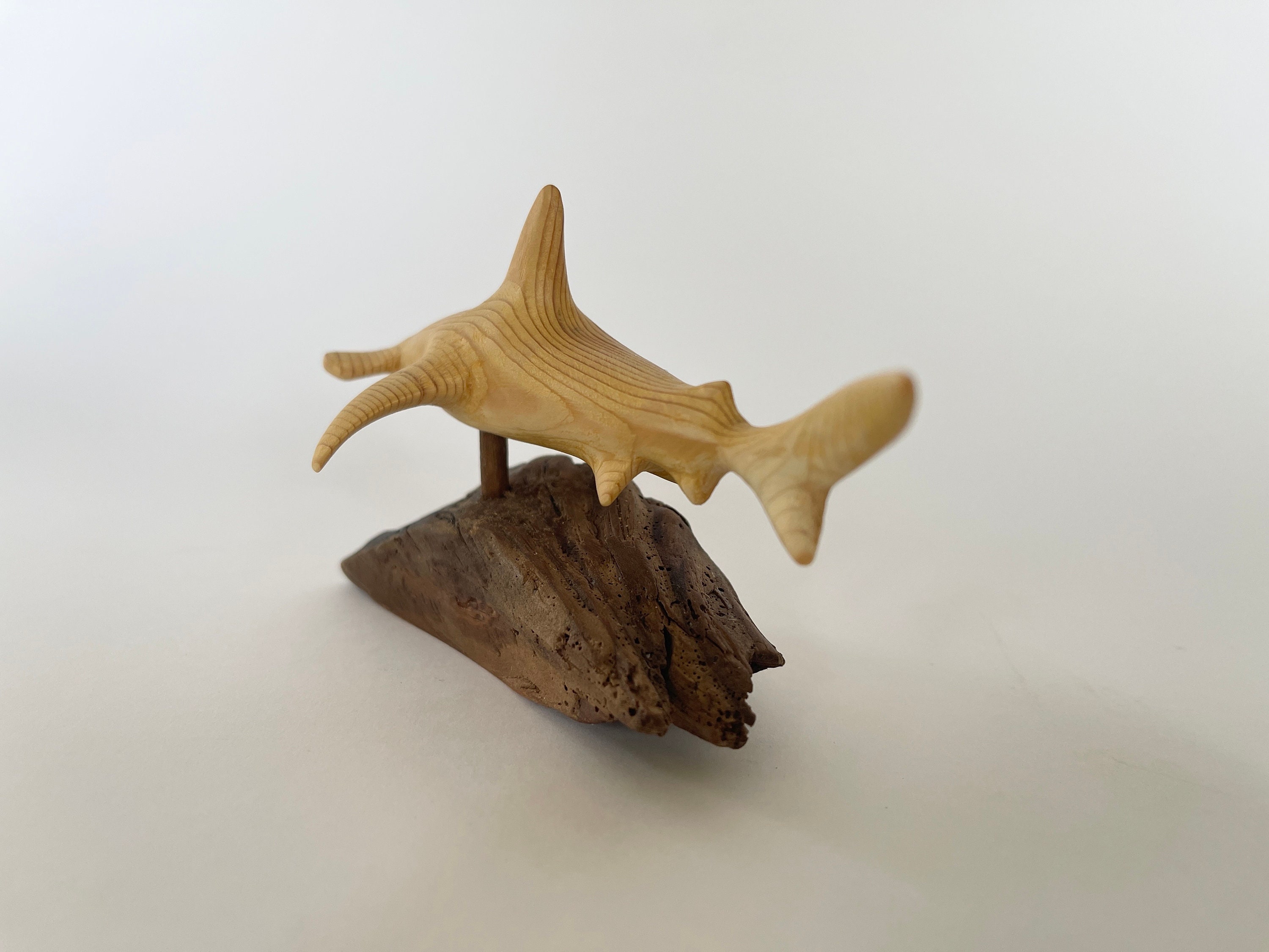 Hand-carved Original Wood (SMALL) Hammerhead Shark Coastal Art
