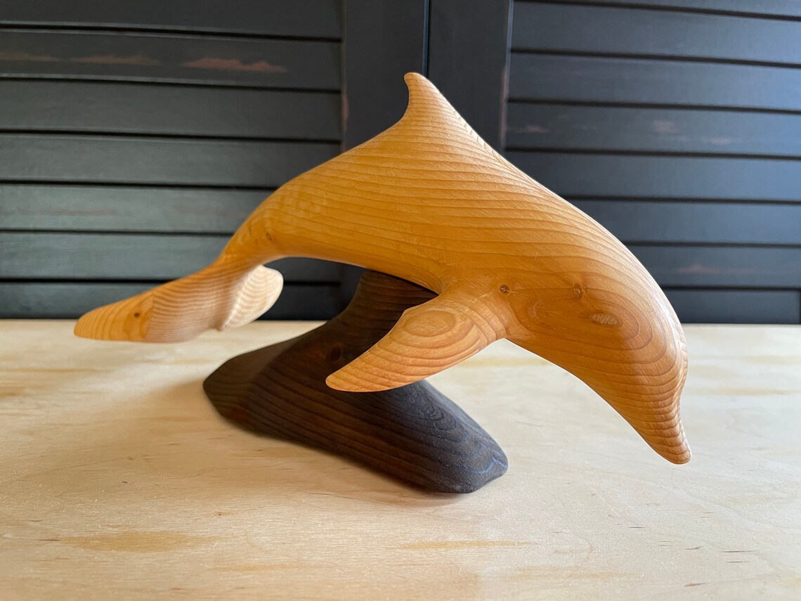 Handcarved Wood Original Dolphin art/decor/sculpture Etsy