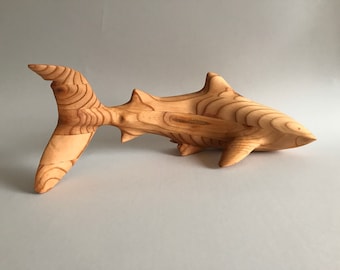 Hand-carved Original Wood Great White Shark WALL ART coastal art/decor/sculpture