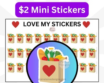 Grocery planning sticker, Grocery Sticker, small shopping sticker, shopping sticker, Planner Stickers, Journal Sticker, food ICON EED26