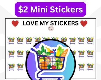 Planner stickers, icon stickers, shopping, grocery, chores, shopping cart, EED27
