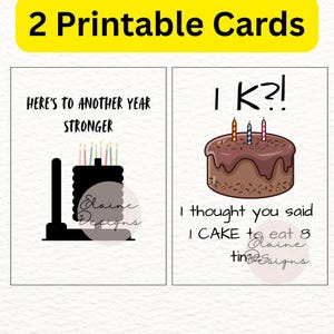 Hyrox cards, Fitness Birthday Cards Printable | Here&#39;s to Another Year Stronger & 1K Cake, Birthday cards, crossfit, gym, png pdf EED-DC-9