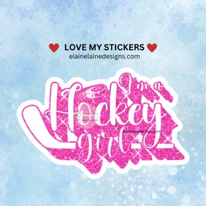Autocollant de hockey, des filles jouent au hockey, autocollant de hockey pour filles, autocollant de hockey rose, je suis une fille de hockey, autocollant de hockey féminin EED-SPORTS-116