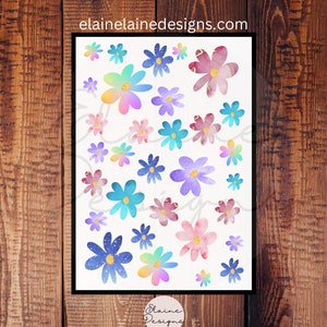 Autocollant marguerites, autocollant Spring Daisy, autocollants marguerites colorées, ensemble d’autocollants Mini Daisy, feuille d’autocollants floraux, Fleurs EED-NATURE-3