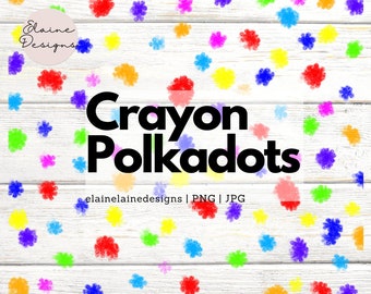 Unregelmäßige Punkte Polka Dots Streupunkte Unperfekte Punkte Buntstift Punkte Regenbogen Polkadots Crayola Dots Digital Papier gemustert JPG PNG Set 110