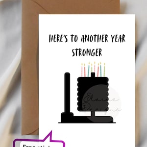Carte d'anniversaire Hyrox, wod Hyrox, joyeux anniversaire, joyeux anniversaire Hyrox, poussette de traîneau, poussette de gâteau, joyeux hyrox, cartes Hyrox, EED-CARDS-11