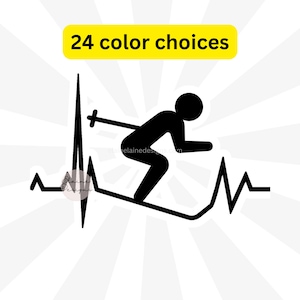 Skisticker, skisticker, Heartbeat-skiër, liefdesskiën-sticker, hartslag skisticker, sneeuwsticker, skiracesticker, EED-SNOW-100