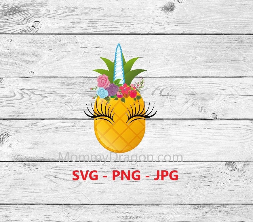 Pineapple Unicorn with Big Eyelashes crown Pineapple horn Etsy