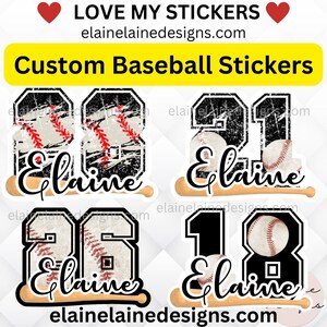 Autocollants de baseball, chiffres de baseball, autocollants de softball, autocollant de baseball personnalisé, autocollant de baseball personnalisé, EED-Sports-302