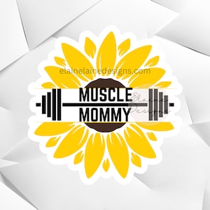 Autocollant Crossfit, autocollant maman tournesol, maman forte, autocollant Fit maman, maman, maman musculaire, autocollant maman musculaire, autocollant fille fit 61