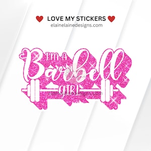 Crossfit Sticker, Barbell sticker, barbell girl sticker, girl powerlifting sticker, gym sticker, weightlifting, pink glitter EED-FIT-219