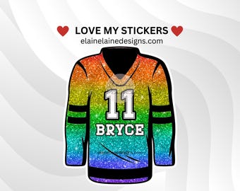 Hockey Sticker, hockey jersey sticker, Girls hockey sticker, Custom hockey sticker, women hockey , rainbow hockey sticker, EED-SPORTS-125