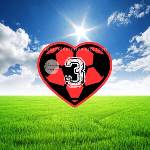 Autocollant de football personnalisé numéros de ballon de football de coeur autocollants numéros de maillot de l'équipe autocollant de football autocollant de football ensemble de numéros de football 7